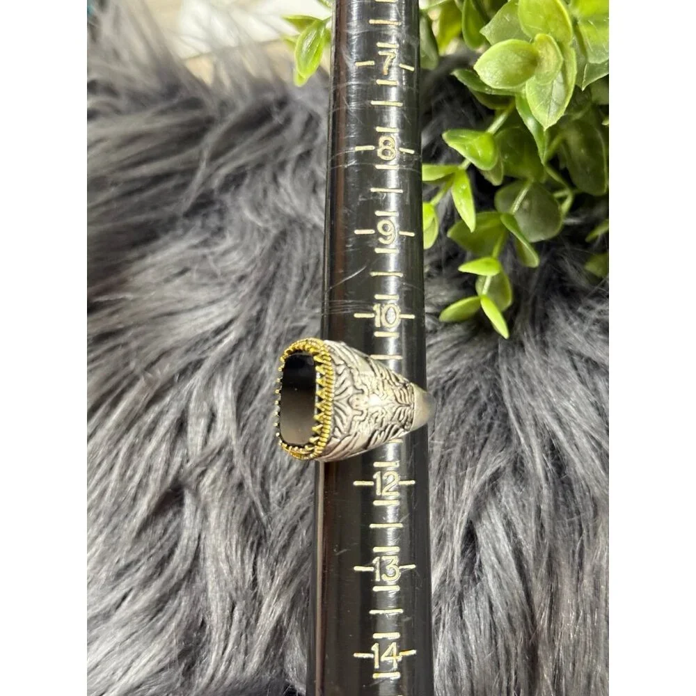 Large Black Ring‎ With Gold Accent
